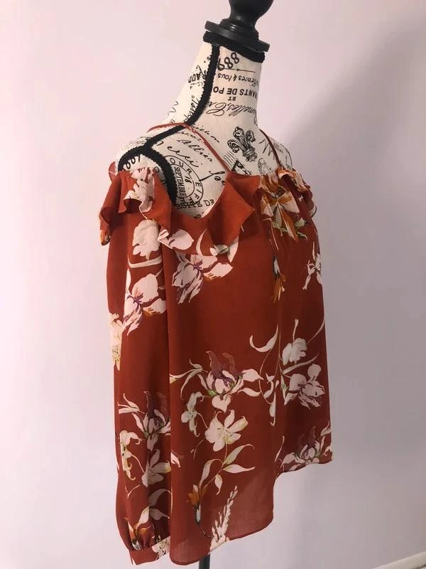 Bohemien schoudervrije blouse met bloemenpatroon Mango – Maat S (36) – photo 8